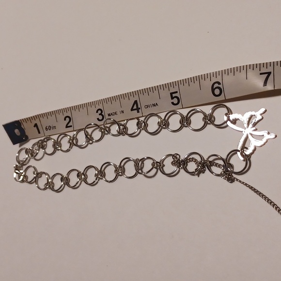 Butterfly Choker Pendant Drop Star Cross Round Chain Silvertone Boho 14"+ 2" ext - Picture 10 of 17